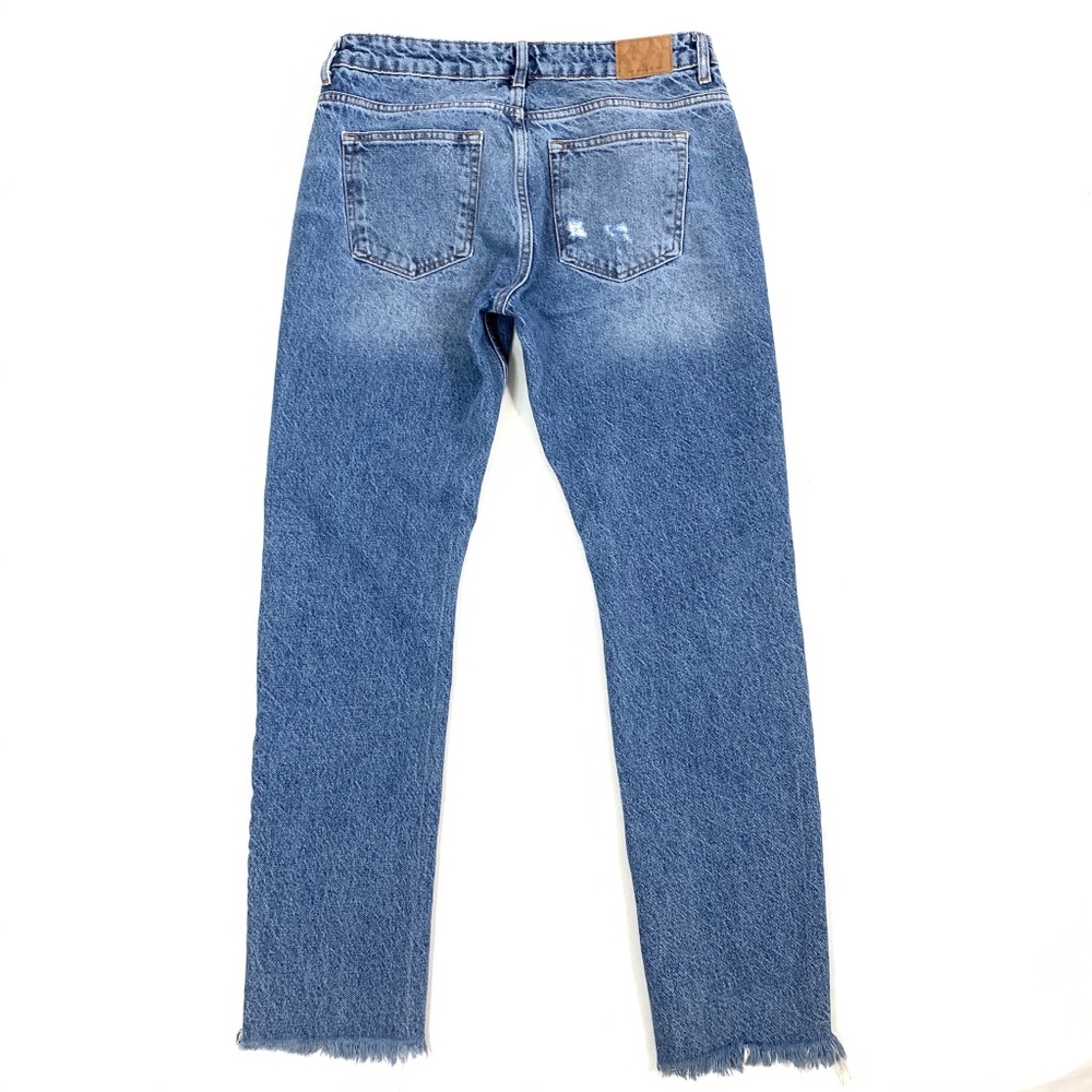 ZARA Z1975 High-Rise Raw Hem Straight Leg Jeans